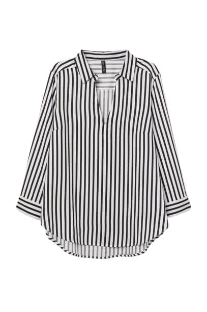 Women's Cotton Shirt | Hand Wash | Solid | Black/White Stripe |