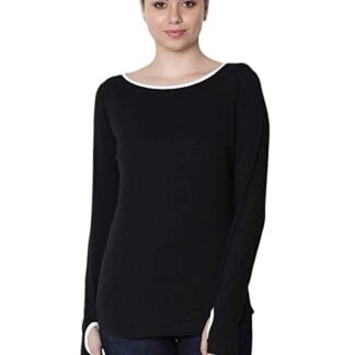 Women's Cotton Black Long Sleeves T-Shirt w/Plus Size