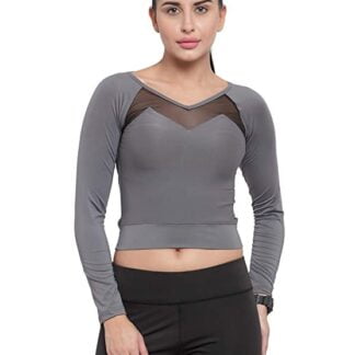 Solid Slim fit with Mesh Women Sports T-Shirt for Gym