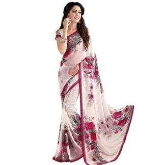 Women's Georgette Printed Saree With Blouse Piece