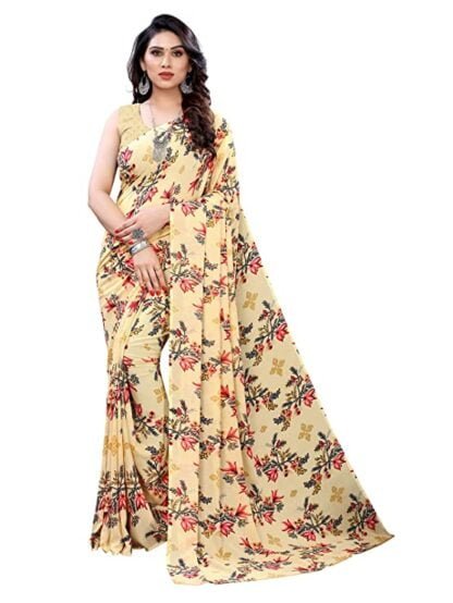 Women's Floral Printed Georgette Saree with Blouse Piece