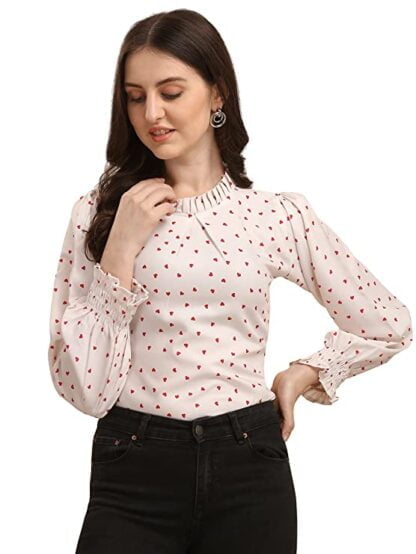 Women's Casual Floral Top with Long Sleeves Western Ruffled Collar