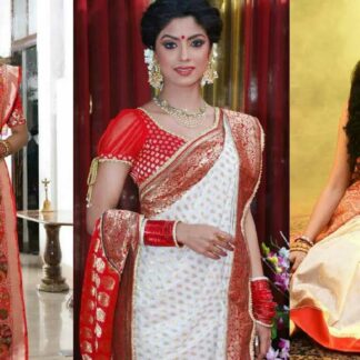 red and white sarees